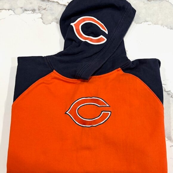 Rare Reebok NFL Chicago Bears Hoodie Sweatshirt Youth Boys L (14/16) Blue Orange - Picture 3 of 7